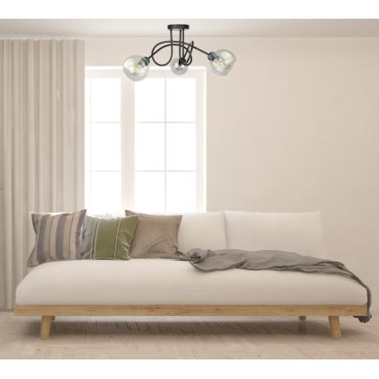 Prisadený luster EVIE 3xE27/60W/230V čierna/číra
