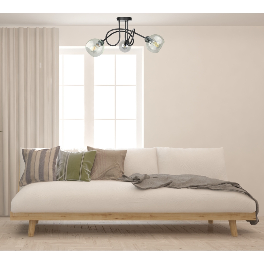 Prisadený luster EVIE 3xE27/60W/230V čierna/číra