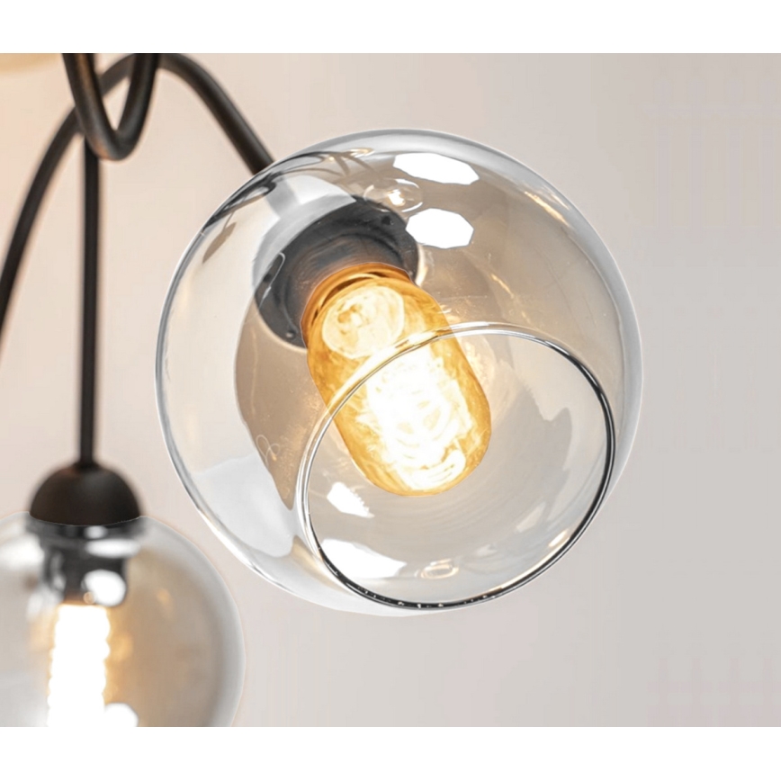 Prisadený luster EVIE 3xE27/60W/230V čierna/číra
