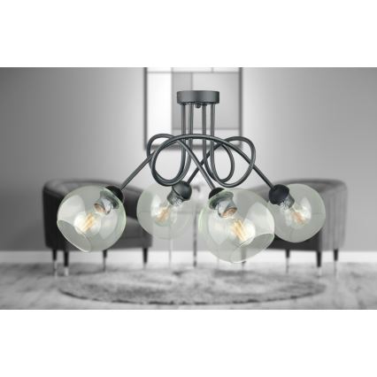 Prisadený luster EVIE 4xE27/60W/230V antracit/číra