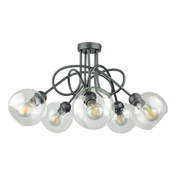 Prisadený luster EVIE 5xE27/60W/230V antracit/číra