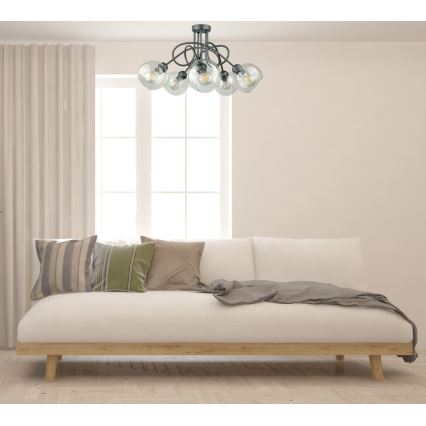 Prisadený luster EVIE 5xE27/60W/230V antracit/číra