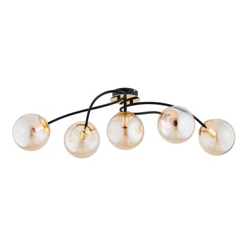 Prisadený luster GILIAN 5xE14/40W/230V čierna/zlatá