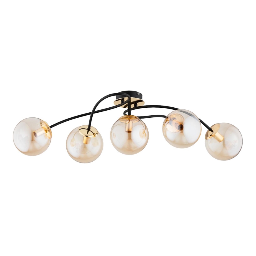 Prisadený luster GILIAN 5xE14/40W/230V čierna/zlatá