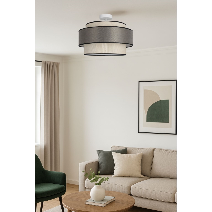 Prisadený luster GRACE 1xE27/60W/230V krémová/šedá