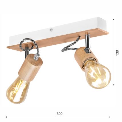 Prisadený luster GUSTAVO 2xE27/60W/230V buk - FSC certifikované