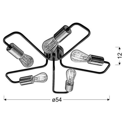 Prisadený luster HERPE 5xE27/60W/230V