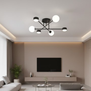 Prisadený luster HOLON 3xG9/8W/230V + 3xGX53/12W čierna