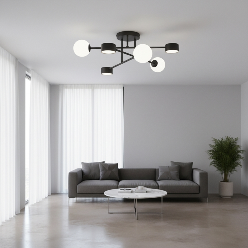 Prisadený luster HOLON 3xG9/8W/230V + 3xGX53/12W čierna