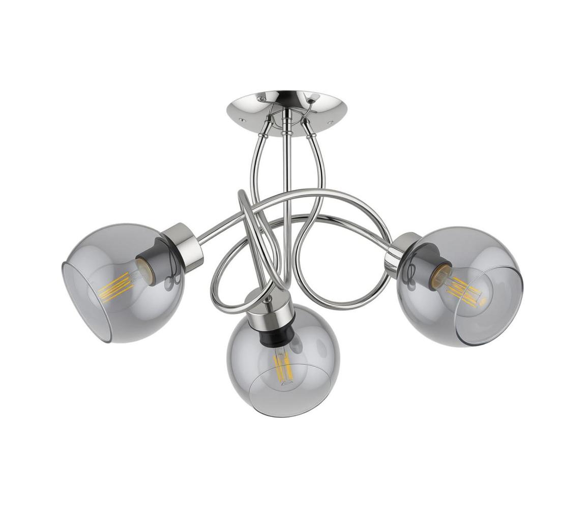 Prisadený luster HOSSA 3xE27/15W/230V lesklý chróm/čierna/dymová 62609