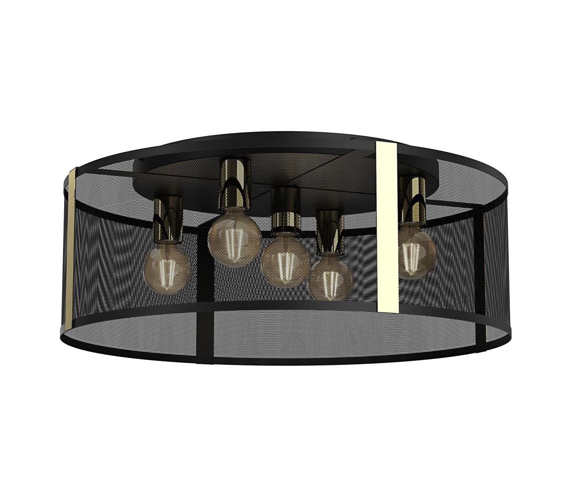 Prisadený luster KAGA 5xE27/60W/230V čierna/zlatá