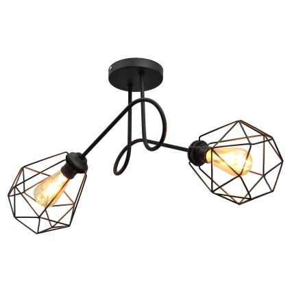 Prisadený luster KARO 2xE27/15W/230V čierna