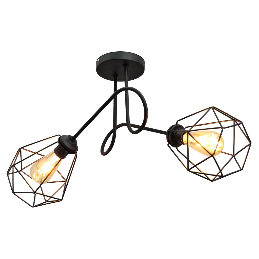 Prisadený luster KARO 2xE27/15W/230V čierna