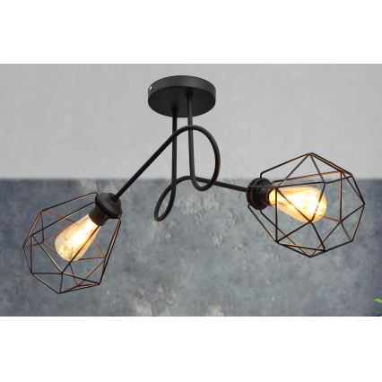 Prisadený luster KARO 2xE27/15W/230V čierna