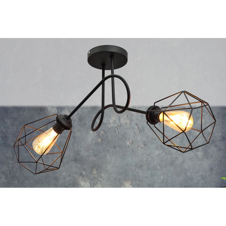 Prisadený luster KARO 2xE27/15W/230V čierna