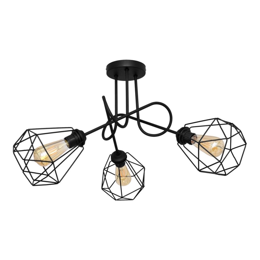 Prisadený luster KARO 3xE27/15W/230V čierna