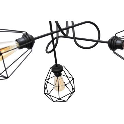 Prisadený luster KARO 3xE27/15W/230V čierna