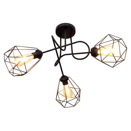 Prisadený luster KARO 3xE27/15W/230V čierna
