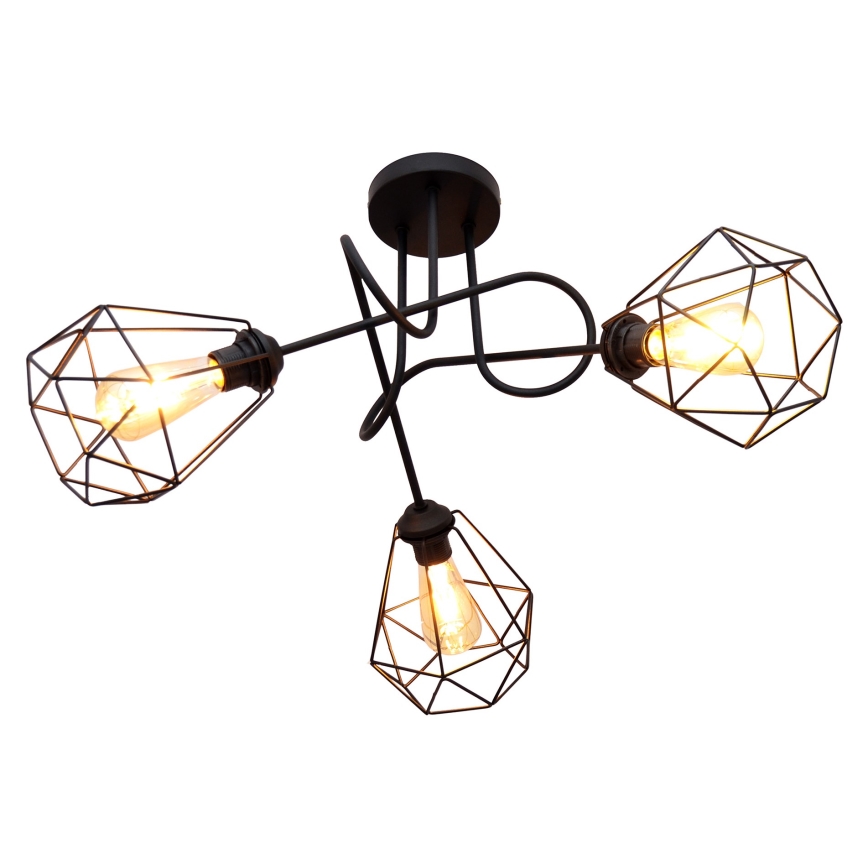 Prisadený luster KARO 3xE27/15W/230V čierna
