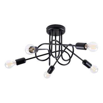 Prisadený luster LOOP 5xE27/15W/230V čierna