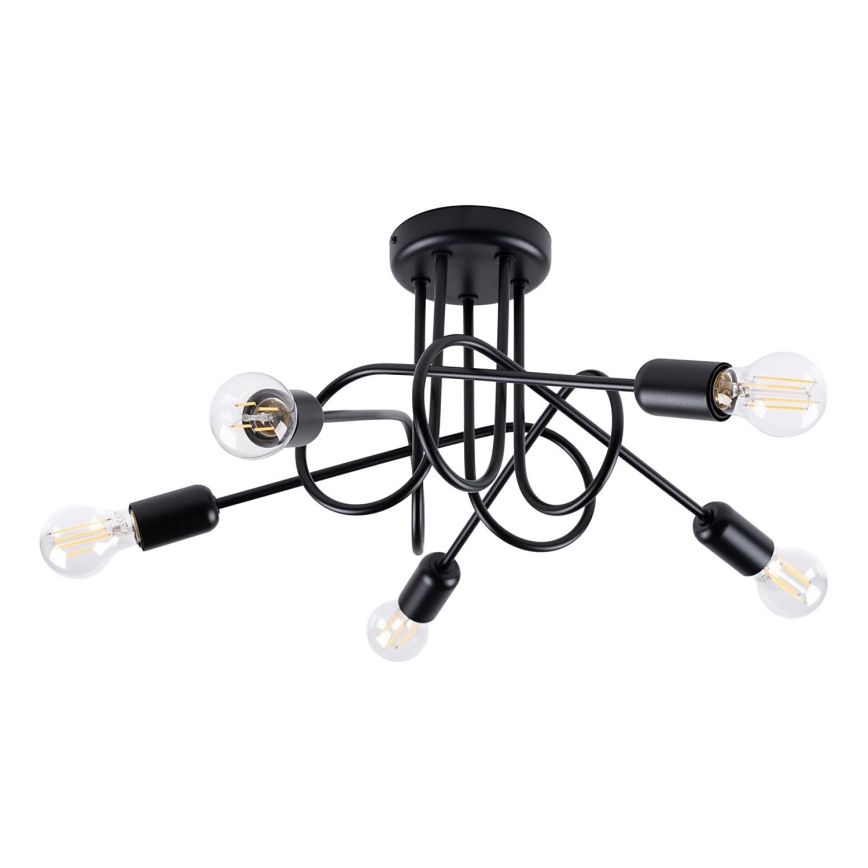 Prisadený luster LOOP 5xE27/15W/230V čierna