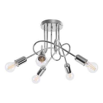 Prisadený luster LOOP 5xE27/15W/230V lesklý chróm