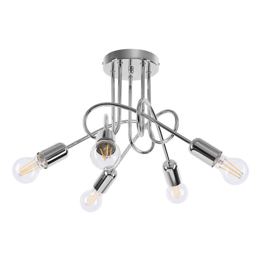 Prisadený luster LOOP 5xE27/15W/230V lesklý chróm