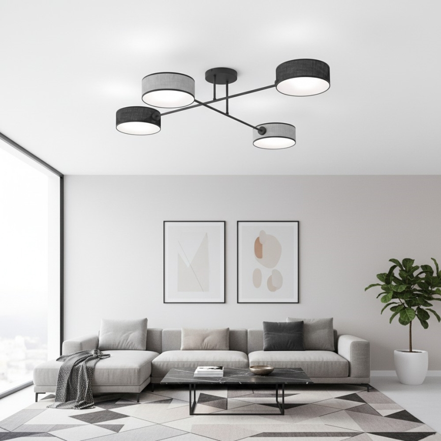 Prisadený luster MAGA 4xE14/10W/230V čierna/šedá