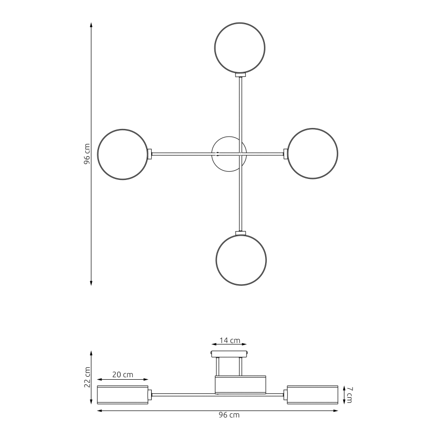 Prisadený luster MAGA 4xE14/10W/230V čierna/šedá