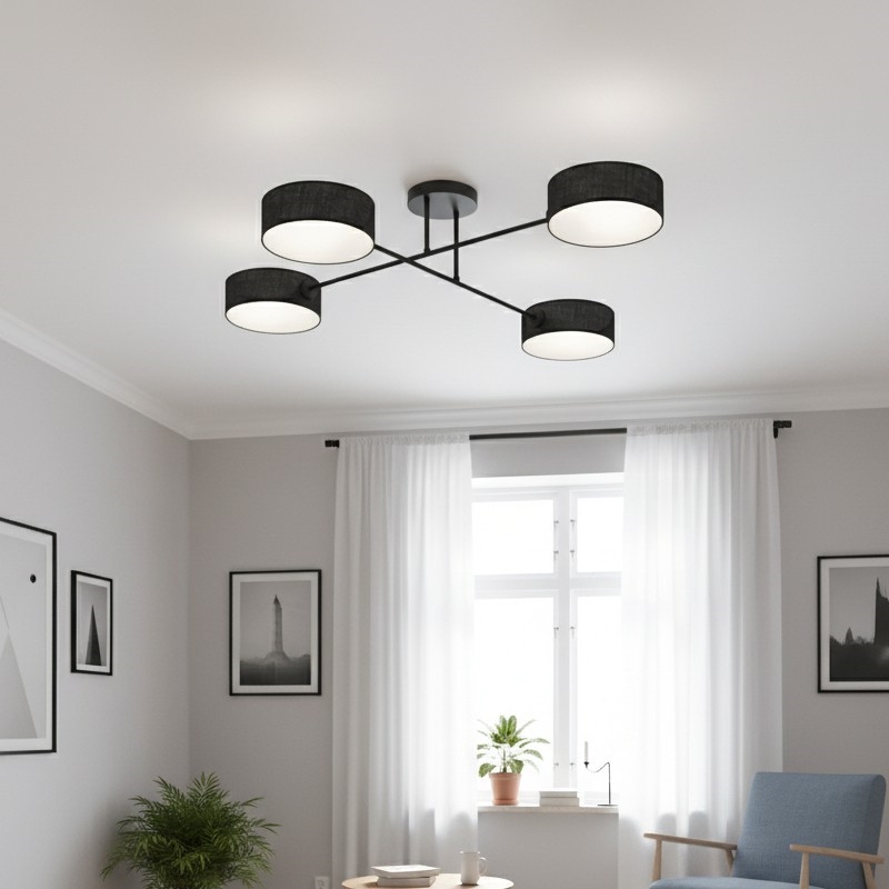 Prisadený luster MAGA 4xE14/10W/230V čierny