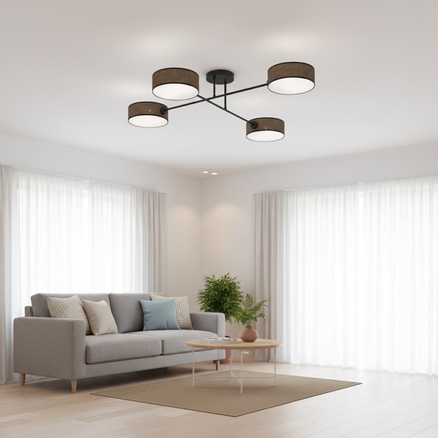 Prisadený luster MAGA 4xE14/10W/230V hnedý