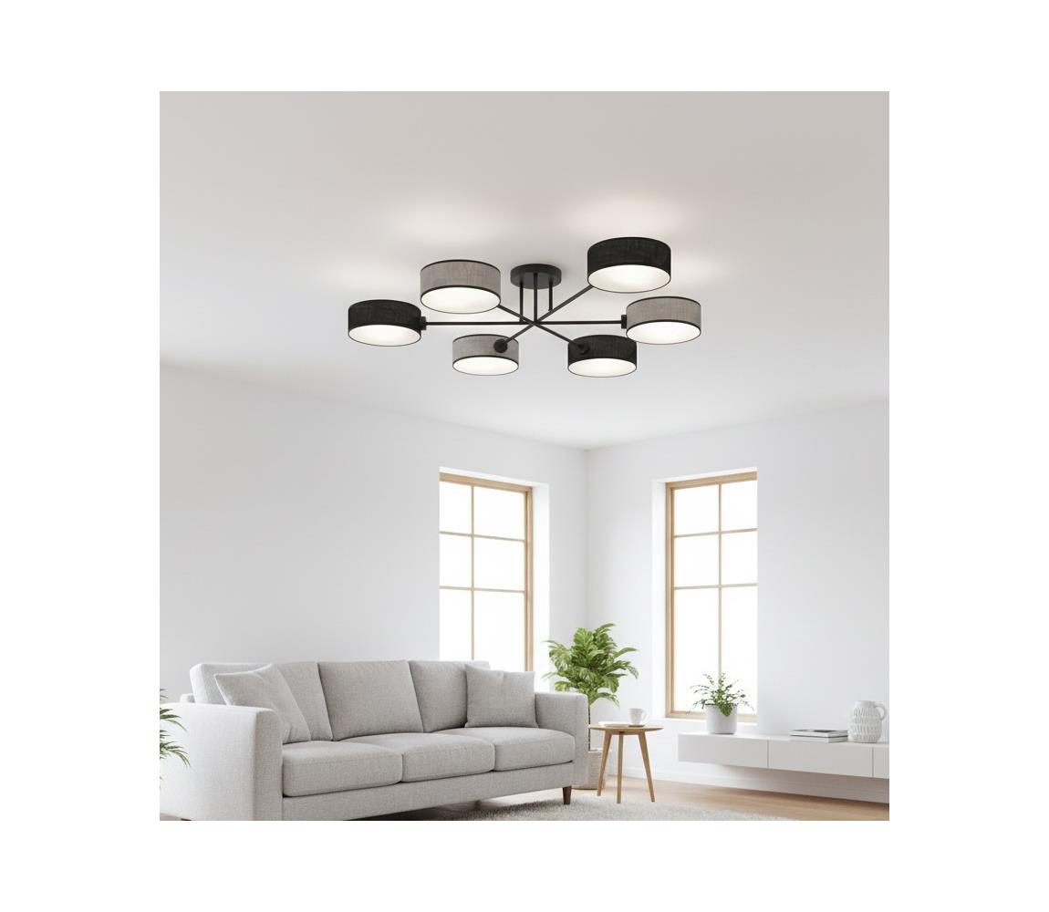 EMIBIG Prisadený luster MAGA 6xE14/10W/230V čierna/sivá 1573/6