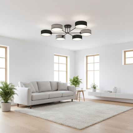 Prisadený luster MAGA 6xE14/10W/230V čierna/sivá