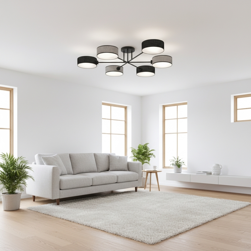 Prisadený luster MAGA 6xE14/10W/230V čierna/sivá