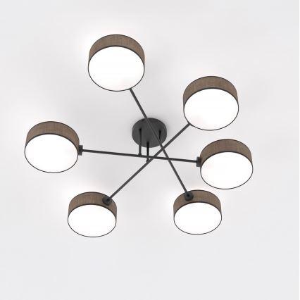 Prisadený luster MAGA 6xE14/10W/230V hnedý