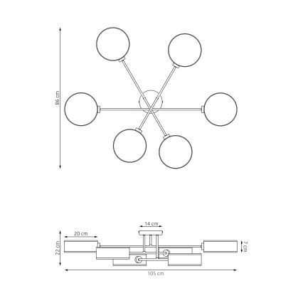 Prisadený luster MAGA 6xE14/10W/230V sivý