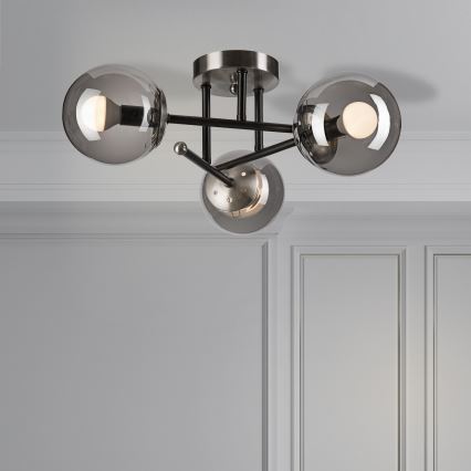 Prisadený luster MALENA 3xE14/5W/230V čierna/dymová