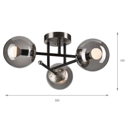 Prisadený luster MALENA 3xE14/5W/230V čierna/dymová