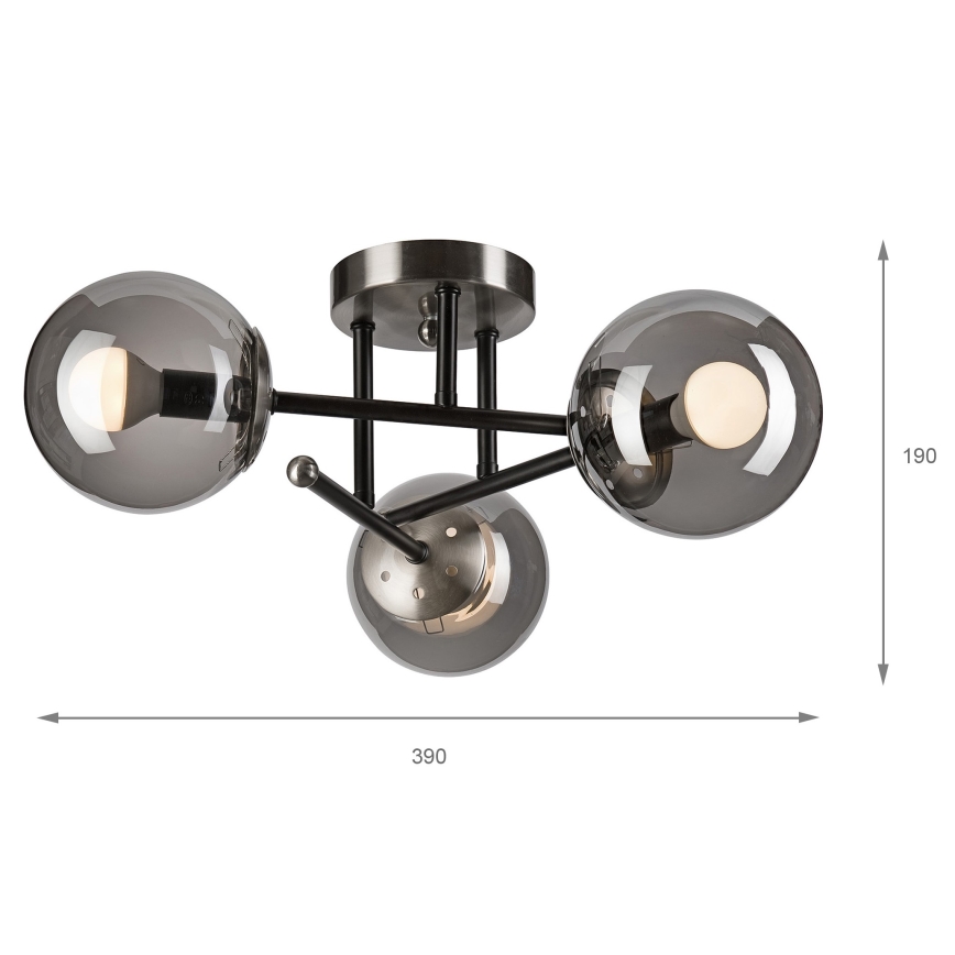 Prisadený luster MALENA 3xE14/5W/230V čierna/dymová