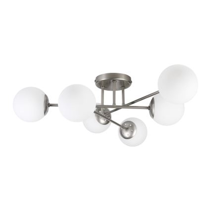 Prisadený luster MALENA 6xE14/5W/230V matný chróm/biela