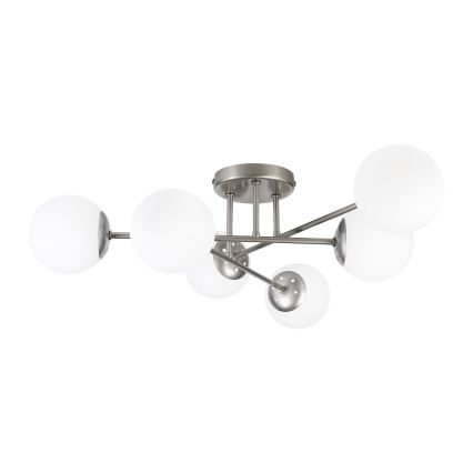 Prisadený luster MALENA 6xE14/5W/230V matný chróm/biela