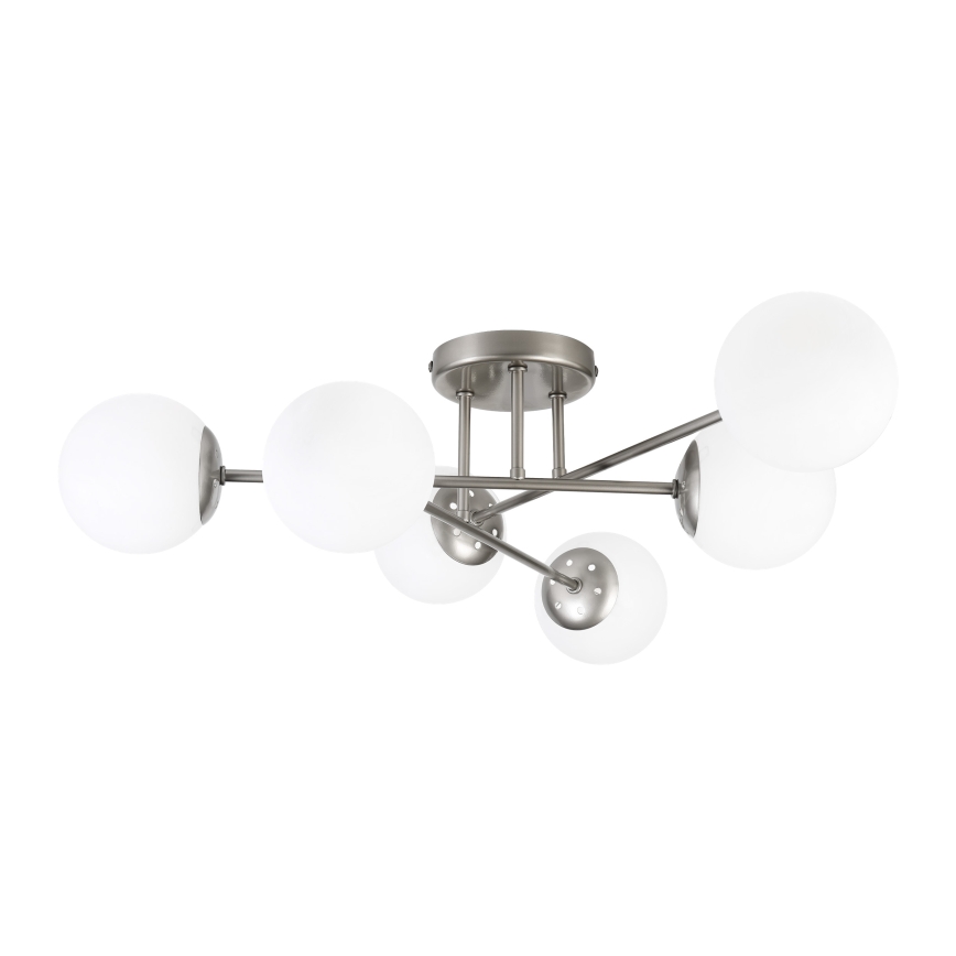 Prisadený luster MALENA 6xE14/5W/230V matný chróm/biela