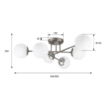 Prisadený luster MALENA 6xE14/5W/230V matný chróm/biela