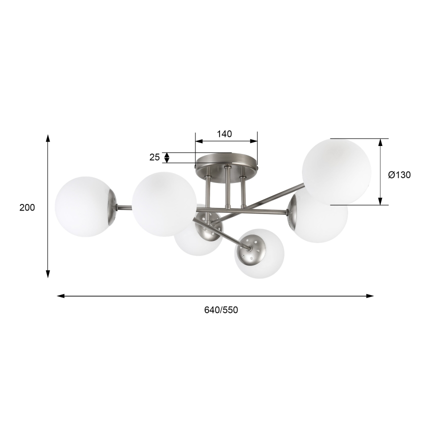 Prisadený luster MALENA 6xE14/5W/230V matný chróm/biela