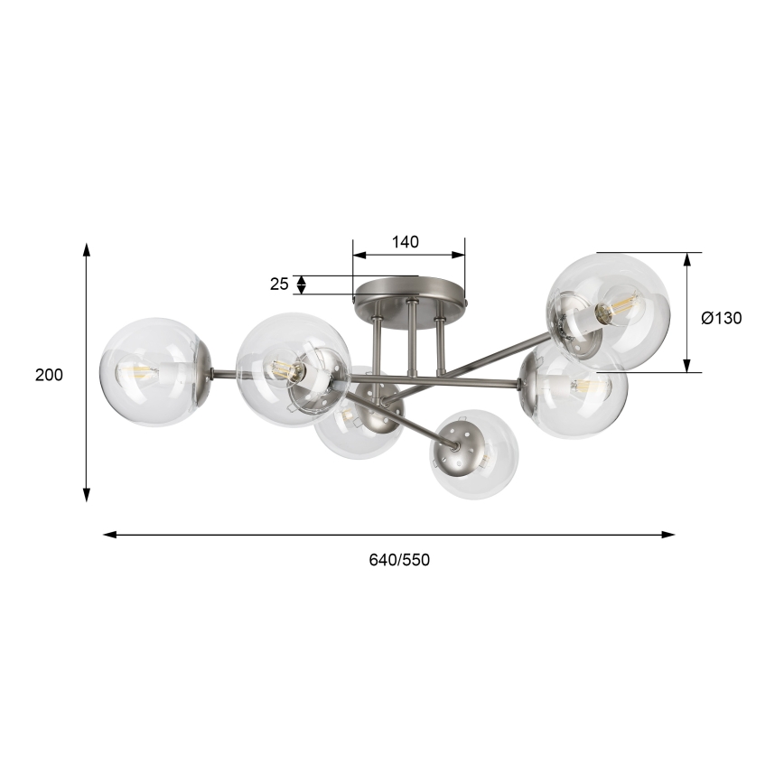 Prisadený luster MALENA 6xE14/5W/230V matný chróm/číre
