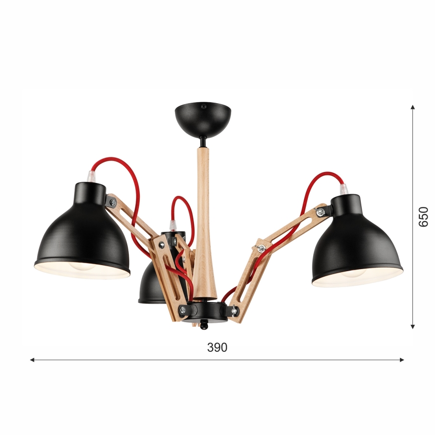 Prisadený luster MARCELLO 3xE27/60W/230V - FSC certifikované