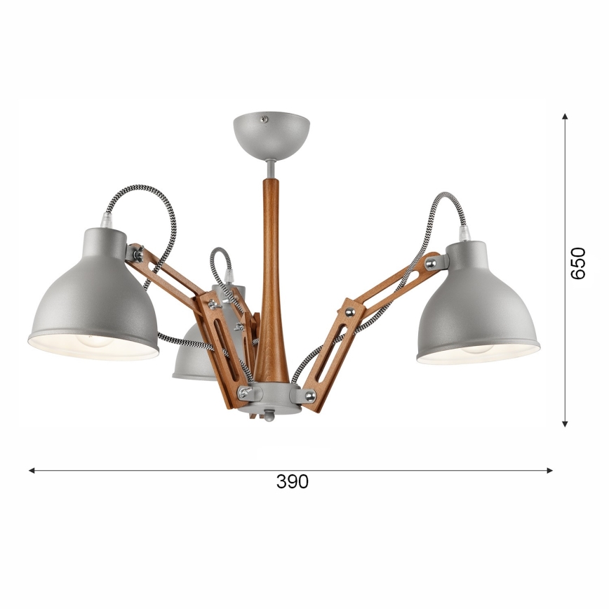 Prisadený luster MARCELLO 3xE27/60W/230V buk - FSC certifikované