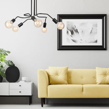 Prisadený luster MATYLDA 5xE27/60W/230V čierna