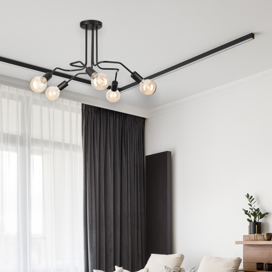 Prisadený luster MATYLDA 5xE27/60W/230V čierna