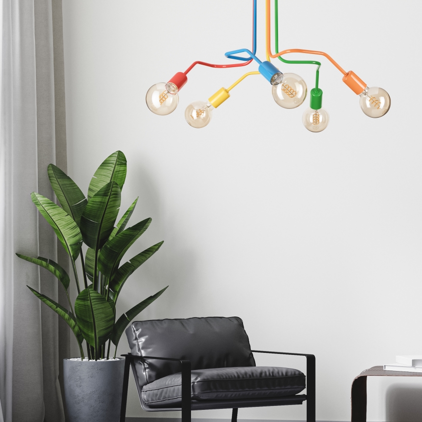 Prisadený luster MATYLDA 5xE27/60W/230V pestrofarebná